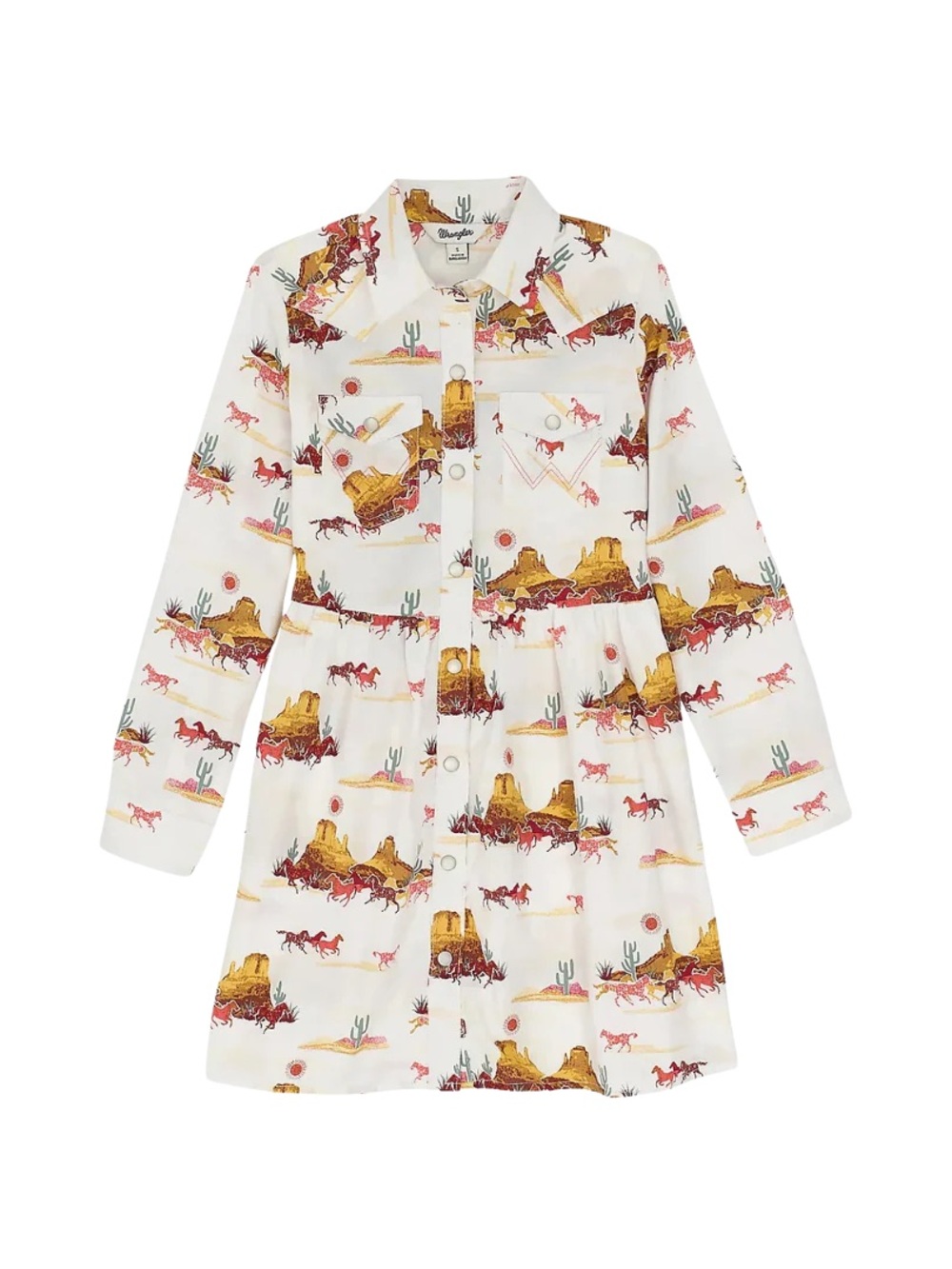 WRANGLER YOUTH GIRLS PRINT LONG SLEEVE DRESS LARGE